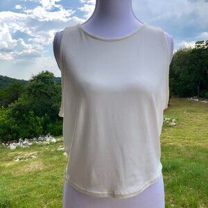 Off-White Womens Tank Top Size Large Live in the Moment Casual Minimalist Boho